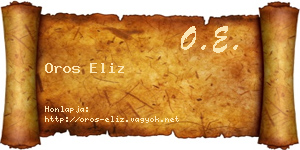 Oros Eliz névjegykártya